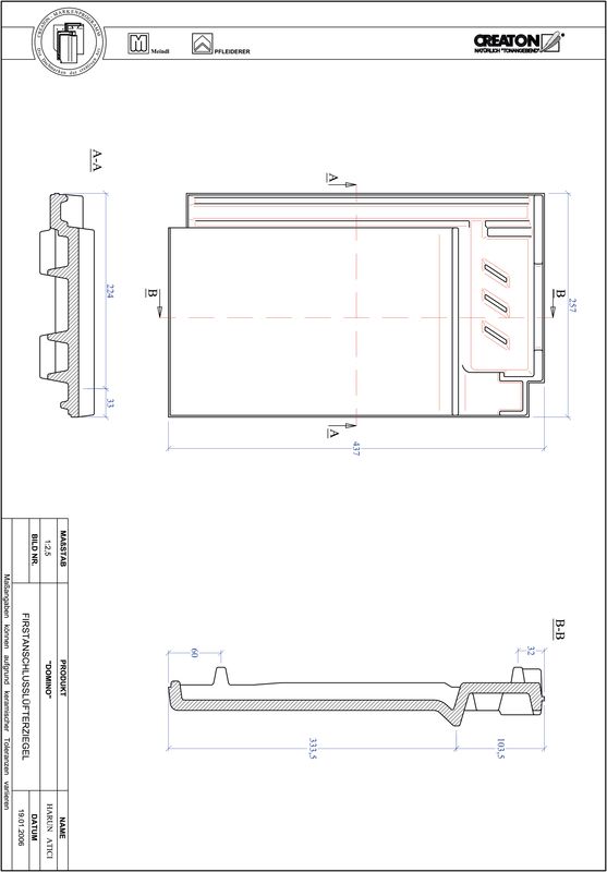 CAD soubor tašky DOMINO podhřebenová větrací taška FALZ
