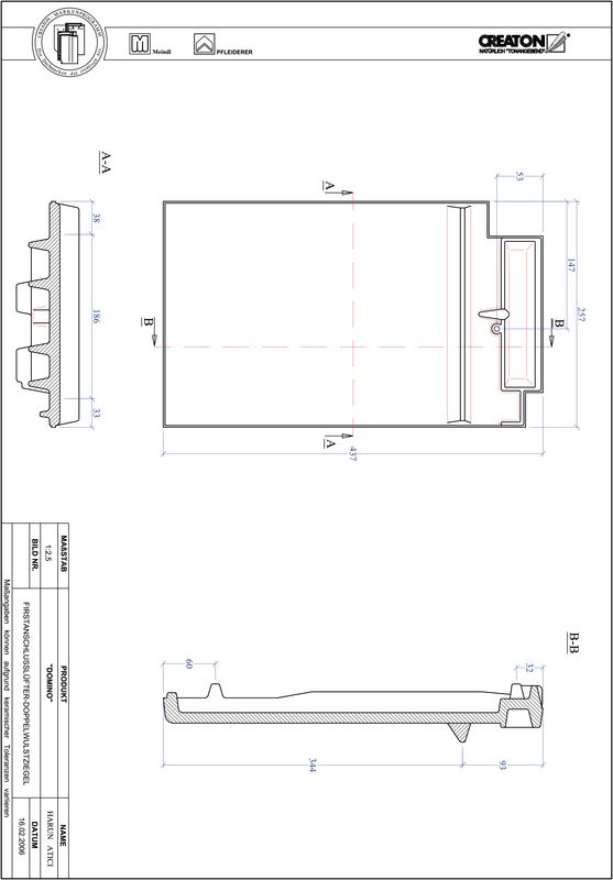 CAD soubor tašky DOMINO podhřebenová větrací taška s dvojitou naválkou FALDWZ