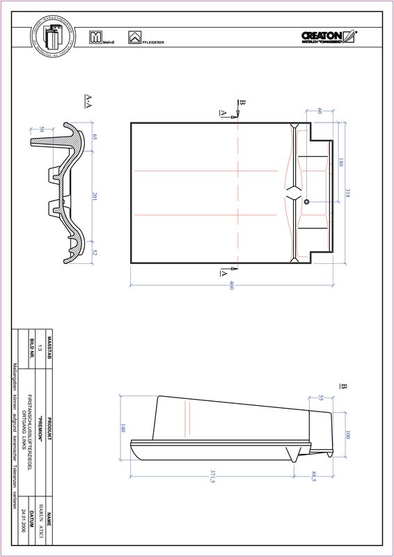 CAD soubor tašky PREMION podhřebenová větrací taška krajní levá FALOGL