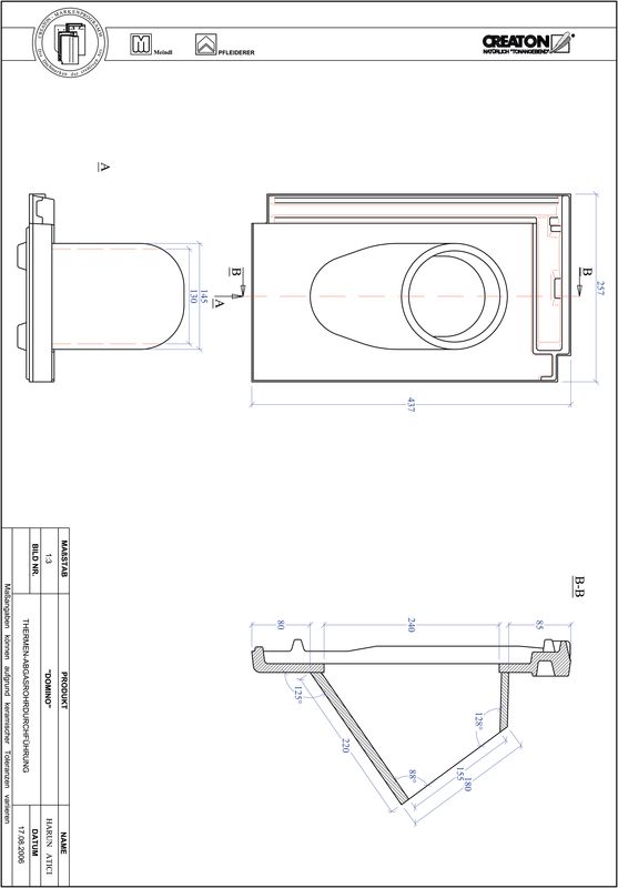 CAD soubor tašky DOMINO prostupová taška pro odvod spalin THERME