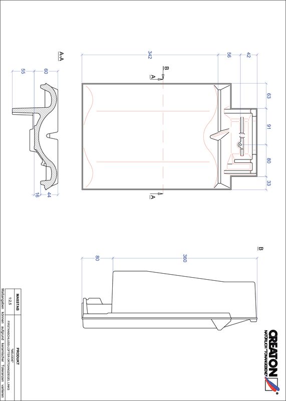 CAD soubor tašky MELODIE podhřebenová větrací taška krajní levá FALOGL