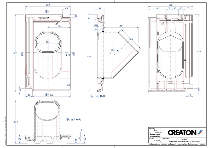CAD soubor tašky VISIO prostupová taška pro odvod spalin THERME