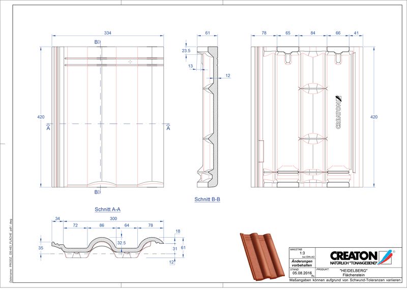 CAD soubor tašky HEIDELBERG střešní taška Faechenstein