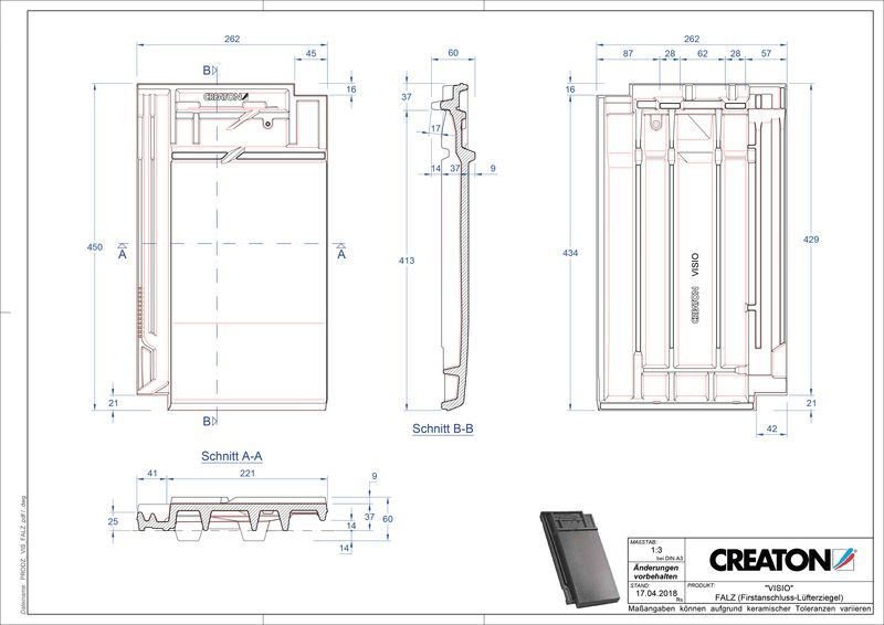 CAD soubor tašky VISIO podhřebenová větrací taška FALZ