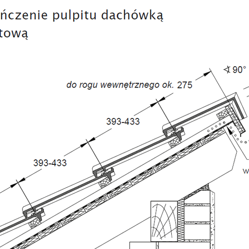 Technický výkres - Dokončení střechy pultovou taškou